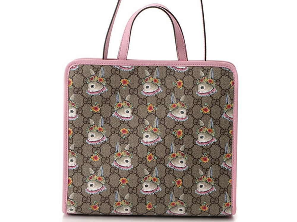 Gucci GG Supreme Handbag Beige Cream Pink T